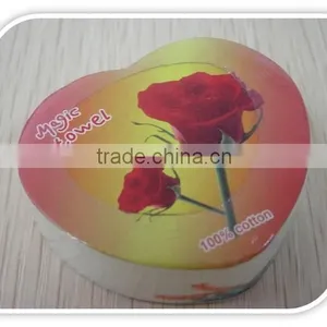 Cotton Material Romantic Heart Shape Compressed Towel Screen Printed Heart Compressed Towel Quality Choice thumbnail-6
