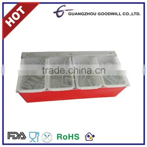 Stainless Steel 4pcs Condiment Tray With Acrylic Transparent Cover thumbnail-1