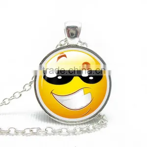 2016 New Emoji Silver Chain Pendant Emoji Sunglasses Necklace For Sale thumbnail-1