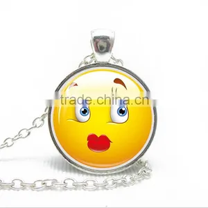 Womens Novelty Emoji Glass Time Gem Pendant Necklace for Friends Gift Idea thumbnail-3