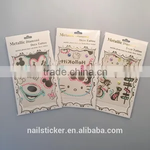 Custom Flash Body Water Transfer Rhinestone Gold Tattoo Clothes Crystal Metallic Cartoon Tattoo Stickers thumbnail-3
