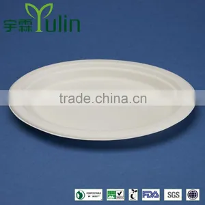 PL-10-E Oval 10 Inches Disposable Sugarcane Plates thumbnail-1