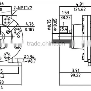 HX8AM-H 5.25hp Foot Mounting Pneumatic Motor,Rotary Vane Pneumatic Motor thumbnail-6