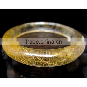 60mm Inside Diameter Gold Rutilated Quartz Natural Stone Bangle thumbnail-1