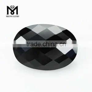 Synthetic 10x14MM Oval Loose Cheap Faceted Black Spinel Gemstone thumbnail-1