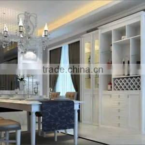 Plain White Wood and Glass Wine Cabinet for Dinning Room Furniture thumbnail-3