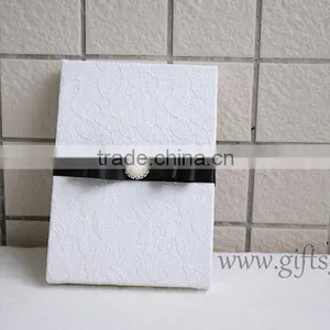 White Lace Fabric Wedding Invitation Card Box thumbnail-2