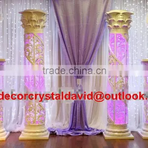 White Acrylic Crystal Bead Mandaps With LED Draping Wedding Stage Designs thumbnail-1