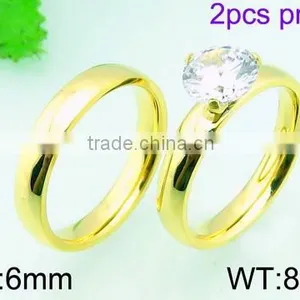 2015 New Fashion Design Gold Couple Ring Crystal Wedding Ring thumbnail-1