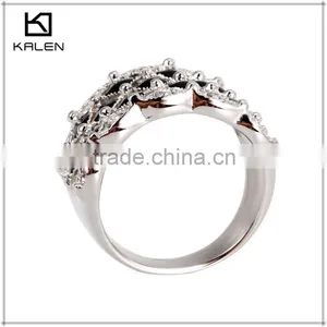 925 Silver Plated Beautiful Finger Ring With Black Crystal Stone thumbnail-3