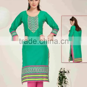 Designer Silk Embroidered KURTI-TUNIC-TOP-KURTA thumbnail-2