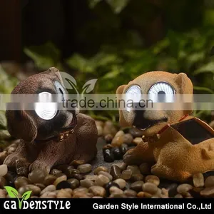 Customized Cute Dog Polyresin Statue White Led Garden Solar Light Outdoor thumbnail-1