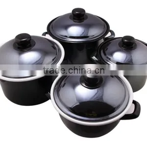 Deep Black Cast Iron Pot Enamel Cookware Sets on Promotion thumbnail-1