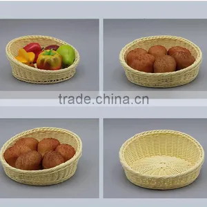 Oblique Mouth Design Small Plastic Wicker Woven Bread Display Basket Wholesale Bread Baskets thumbnail-5
