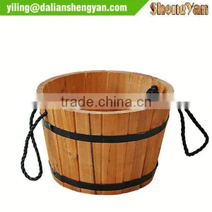 Round Wooden Planter/Wood Barrel Planter thumbnail-1