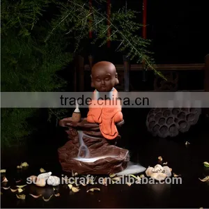 Little Monk Statue Ceramic Back Flow Incense Burners Wholesale thumbnail-5