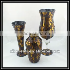 Wedding Centerpiece Exotic Style Amber Mosaic Handmade Shapes Tall Gorgeous Designs Vases thumbnail-1