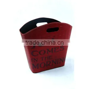 Red Eco-friendly Faux Leather Magazine Holder Bin Gift Basket thumbnail-2