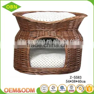 Wholesale Small Animals Use Woven Wicker Pet Cages Indoor Cat House With Mattress thumbnail-2
