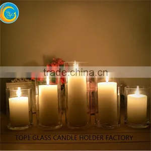 Clear Tall Cylinder Glass Candle Holder thumbnail-4