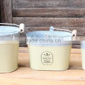 High Quality Popular Special White Outdoor Decoration Small Metal Planter Oval Iron Flower Pot for Home thumbnail-1