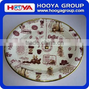 Plastic Dinner Candy Fruit Food Plate /tray With Gloden Rim thumbnail-1