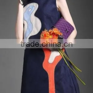 Sleeveless A Line Short Skirt Ladies Smart Casual Dress /Neck Waist Zipper Short thumbnail-2