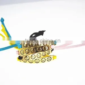 Smile Face Charms Suede Leather Bracelet Custom Logo Charm Leather Bracelet thumbnail-1