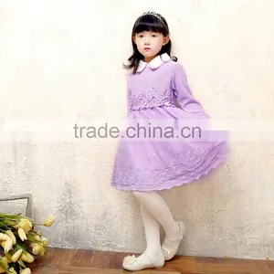 New Design Baby Grils Sweater Lace Dress for Autumn or Winter thumbnail-1