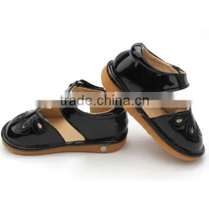 Hot Selling Baby Shoes in Bulk Squeaky Black Children's Shoes thumbnail-1