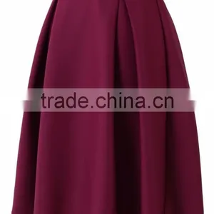 100% Polyester Pleated Side Pocket Midi Skirt Wholesale Women Skirts Outfit 2016 thumbnail-2
