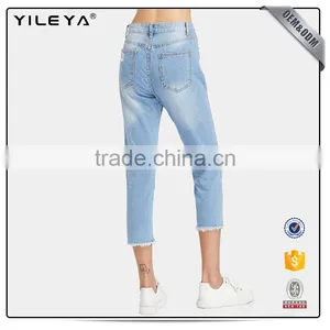 2017 Fashion Slim Fit Straight Leg High Waisted Embroidered Denim Pants Casual Women's Jeans thumbnail-4