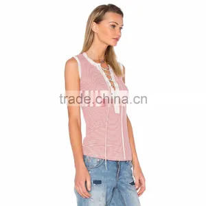 Top Selling Ladies Out Fit Lace Up Fashion Blouse thumbnail-2