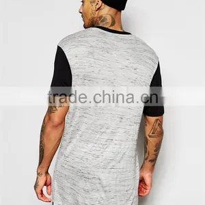 Shandao New Design Heather Cotton Longline Curved Hem Short Sleeve O-Neck Online Shopping India Tshirt thumbnail-3