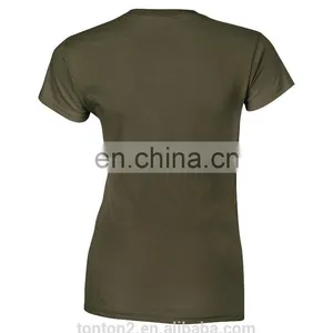 Fashion 100 Cotton Custom Design Army Green t Shirt Women Clothing thumbnail-4