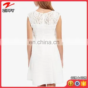 Zippy Clothing Manufacturer A-line Silhouette Short Sleeve Day Life White Maternity Lace-Trim Dress China Supplier thumbnail-2