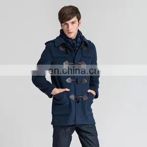 Classic Design Hooded Navy Duffle Mens Stylish Overcoat thumbnail-1