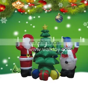 HI Large Inflatable Outdoor Christmas Classical Combination Decorations Santa Claus With Snowman and Tree thumbnail-1