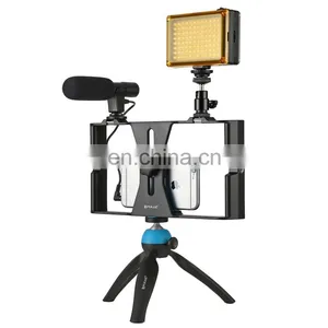 Smartphone Video Holder,LED Studio Light,Video Shot Gun Microphone, Mini Tripod Mount Kits With Cold Shoe Tripod Head for Phone thumbnail-1
