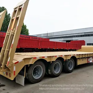 Made in China Gooseneck Low Platform Semi Low Flatbed Trailer Lowbed Truck Trailer for Sale thumbnail-3