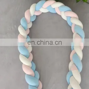 Mixed Colors Baby Crib Pillow Braided Crib Bumper Knot Decorative Bolster Pillow thumbnail-5