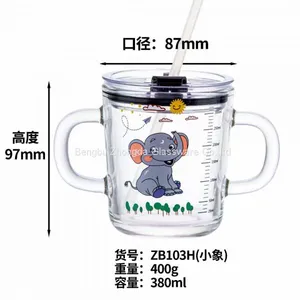 Measuring Two Handles Glass Mug With Custom Printing thumbnail-5