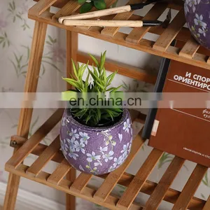European Modern Custom Fancy Flower Pattern Ceramic Pots Cheap Large Purple Garden Pots for Home Balcony Decor thumbnail-4