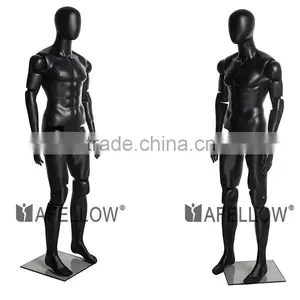 Fiberglass Egg Head Male Matt Black Movable Mannequins thumbnail-2