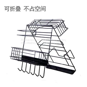 5 Layer Coated Wire Wall Mounted Multi-Layer Refrigerator Storage Rack With Hooks thumbnail-3