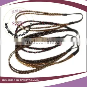 Custom Red and Black Two Braided Elastic Hair Extensions Headbands thumbnail-2
