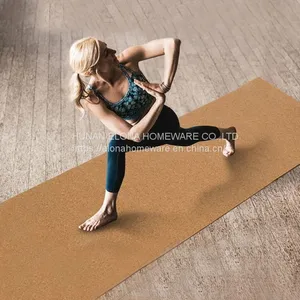 Custom Logo Printing Eco Friendly Non Slip Natural Rubber Material Colorful Cork Yoga Mat thumbnail-5
