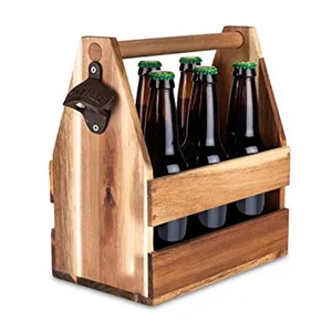 Acacia Wood Beer 6 Pack Caddy thumbnail-1