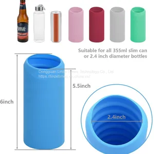 Custom Slim Can Soda Bottle Bottle Cooler Silicone Sleeve For Outdoors Events Party thumbnail-5