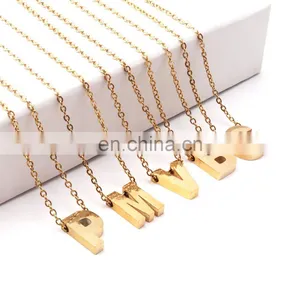 Fashion Charm Shiny Initial Word 26 Letter Alphabet Pendant Chain Necklace Jewelry For Women thumbnail-1